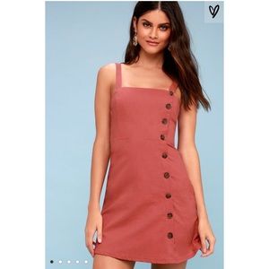 Lulu’s Louetta Rust Red Button-Down Mini Dress